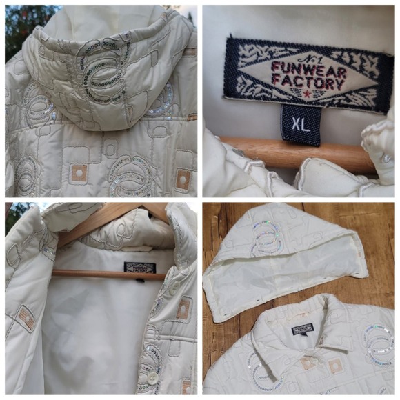 Funwear Factory Quilted Hooded Puffer Jacket w/Sequin Accents - Picture 10 of 11